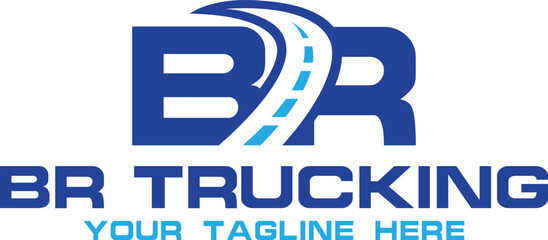 BR letter, road, highway and trucking logo