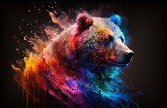Colorful bear in the form of Colorful paints