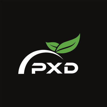 PXD letter nature logo design on black background. PXD creative initials letter leaf logo concept. PXD letter design.