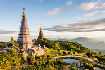 Fototapeta premium Temples on Doi Inthanon mountain in northern Thailand