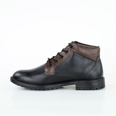 black leather shoes isolated