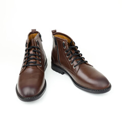 pair of brown leather shoes