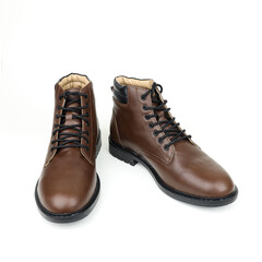 pair of brown leather shoes