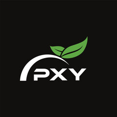 PXY letter nature logo design on black background. PXY creative initials letter leaf logo concept. PXY letter design.
