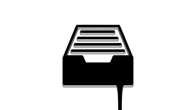Black Drawer with documents icon isolated on white background. Archive papers drawer. File Cabinet Drawer. Office furniture. 4K Video motion graphic animation