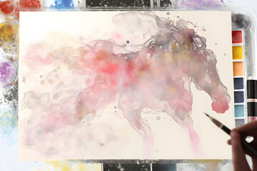 Artist paint a watercolor horse,  generativ ai 