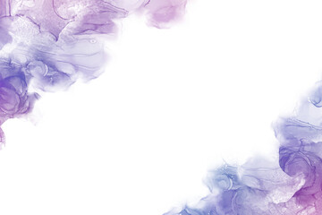 春のアルコールインクアートの幻想的でエレガントな抽象フレーム）マーブル模様の紫色の波　　 - obrazy, fototapety, plakaty