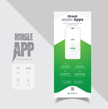 Mobile App Promotion Roll-up Banner Design, roll-up banner template design