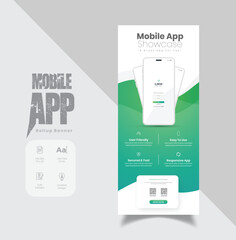 Mobile App Promotion Roll-up Banner Design, roll-up banner template design