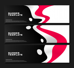 set of professional banner design. red and white wavy banner template. indonesian flag banner template. abstract banner template. 