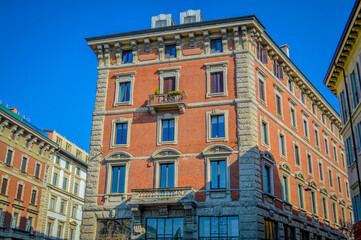 Spring in Italy, Lombardy, Milano, Como lake and city. Landscape view on hills, park, old town and water, with some interesting details, close up and panoramic.