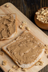 Fototapeta premium Chocolate peanut paste for a quick breakfast