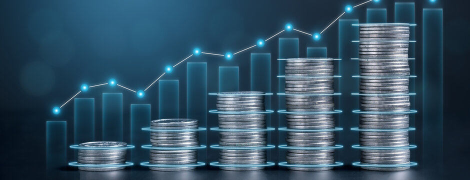 Finance Interest Back Rate Increase With Percent, Icon, Coin, Saving, Deposit.