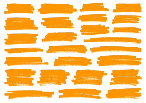 Set Sechsundzwanzig Orange Pinselstriche