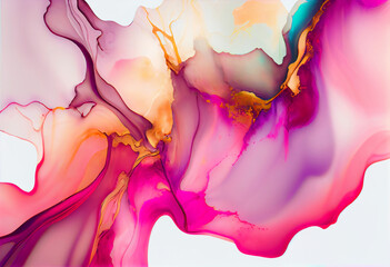 art photography of abstract fluid painting with alcohol ink, pastel pink and purple colors AI Generated