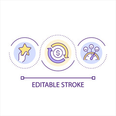 Company service evaluation loop concept icon. Consumer feedback study. Product rating abstract idea thin line illustration. Isolated outline drawing. Editable stroke. Arial font used