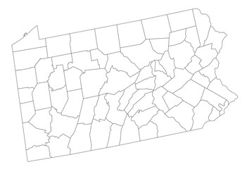 Highly Detailed Pennsylvania Blind Map.