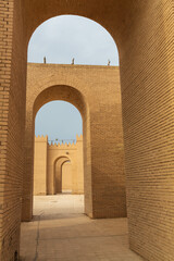 Archs in Babylon great walls restored by Saddam Houssein. Babylon, Iraq