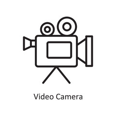 Video Camera Vector Outline icon Design illustration. Communication Symbol on White background EPS 10 File