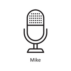Mike Vector Outline icon Design illustration. Communication Symbol on White background EPS 10 File