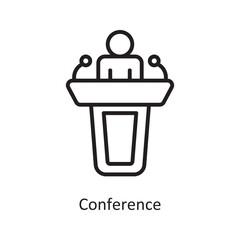 Conference Vector Outline icon Design illustration. Communication Symbol on White background EPS 10 File