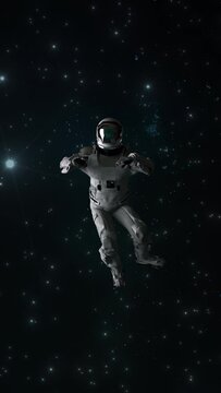 Vertical loop video of an astronaut floating in space