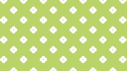 Green seamless pattern with white flowers