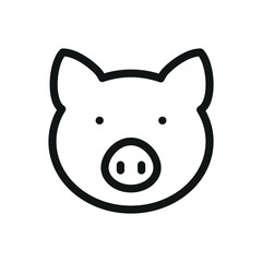 Pig head isolated icon, pork meat vector icon with editable stroke.