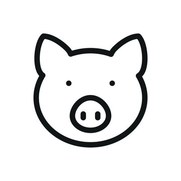 Pig Head Isolated Icon, Pork Meat Vector Icon With Editable Stroke.