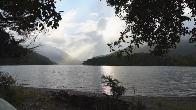 sunrise over scenic Lake lago Steffen in Patagonia.