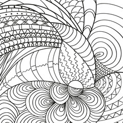 Square intricate pattern. Hand drawn mandala on isolated background. Design for spiritual relaxation for adults. Doodle for work. Black and white illustration for coloring