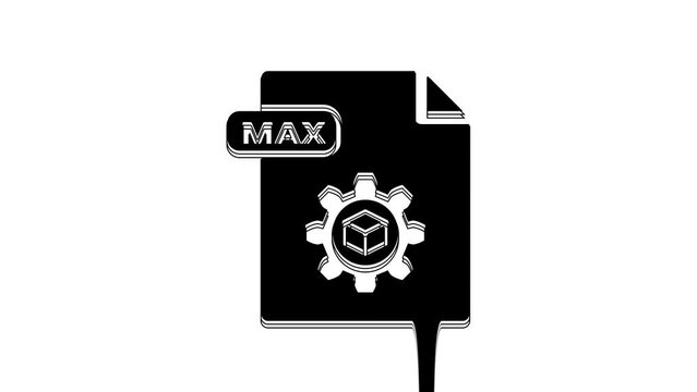 Black MAX file document. Download max button icon isolated on white background. MAX file symbol. 4K Video motion graphic animation