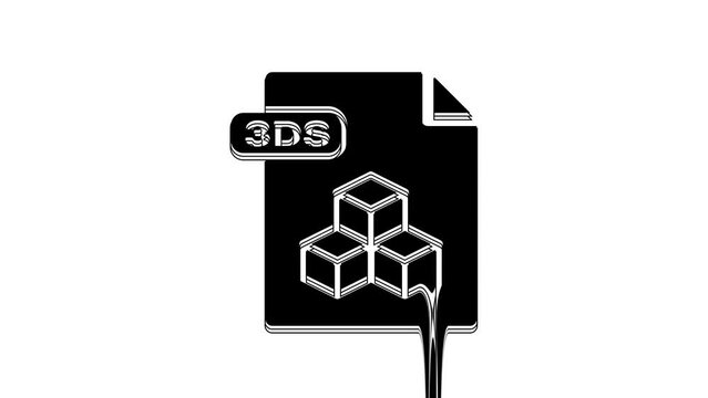 Black 3DS file document. Download 3ds button icon isolated on white background. 3DS file symbol. 4K Video motion graphic animation