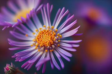 Fototapeta premium Autumnal asters blooming background, AI Generated