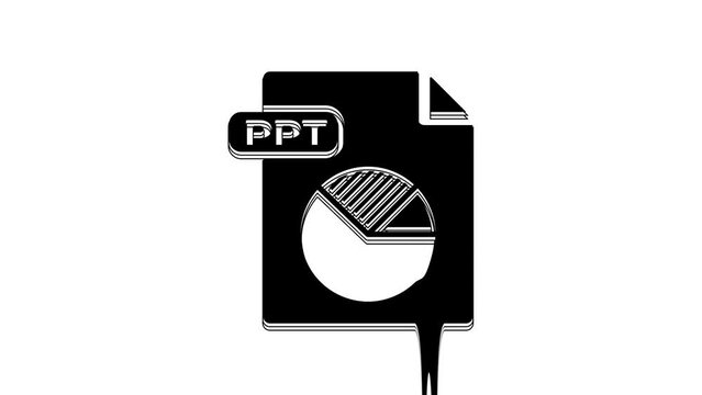 Black PPT file document. Download ppt button icon isolated on white background. PPT file presentation. 4K Video motion graphic animation
