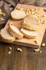 Sliced wheat loaf of fresh bread