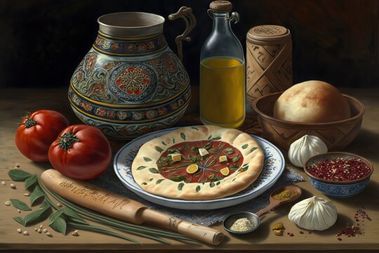 azerbaijan food illustration, generative ai