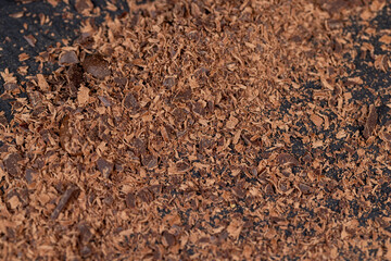 A large number of chocolate chips on the surface