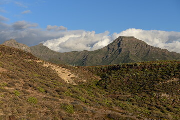 View of the mountains in the south of Tenerife with Roque del Conde on the right. 