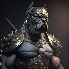 Fototapeta premium Dog in armor knight suit created with generative ai