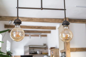 vintage light bulbs in interior
