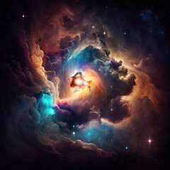 Nebula and galaxies in space. Space of night sky with cloud and stars