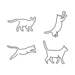 cute cat hand drawn icon vector set line art illustration