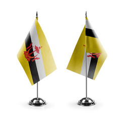 Small national flags of the Brunei on a white background