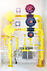 Gas equipment pipes, pressure gauges and valves