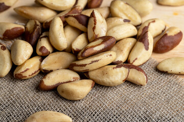 High-quality Brazil nuts peeled from the shell on the table