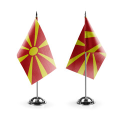 Small national flags of the Macedonia on a white background