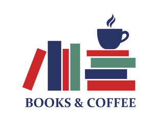 Books and coffee flat design  illustration.