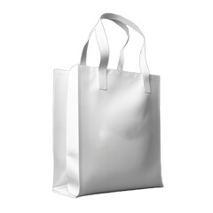 White shopping bags identity mock-up item template transparent background. Mockup white tote bag fabric for shopping, mock up canvas bag isolated.