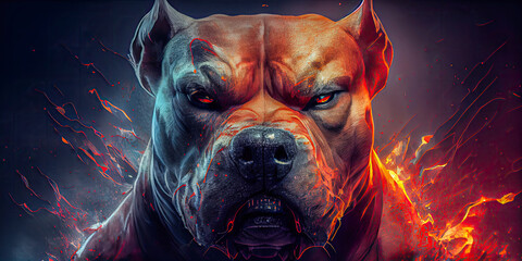 angry pitbull breed dog, concept Animals  - obrazy, fototapety, plakaty